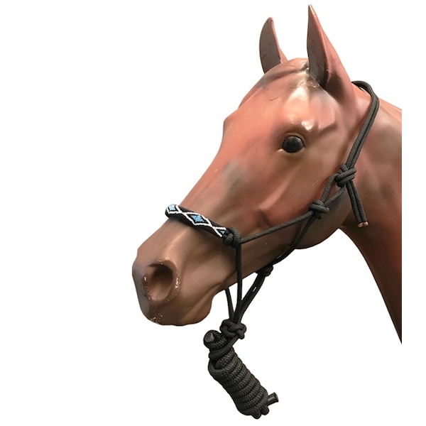 Jacks Imports Beaded Rope Halter & Lead FOREST 4320-FO - main